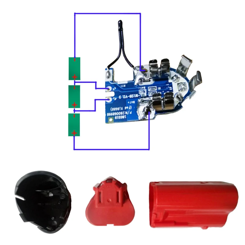 Obudowa akumulatora M12 z płytką drukowaną do akumulatora Milwaukee 12V 1,3Ah Plastikowa obudowa bez części ogniw akumulatorowych