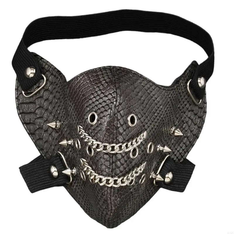 2025 New Leather Spikes Mask Gothic Punk Rivet Biker Motorcycle Mask Sport Mask