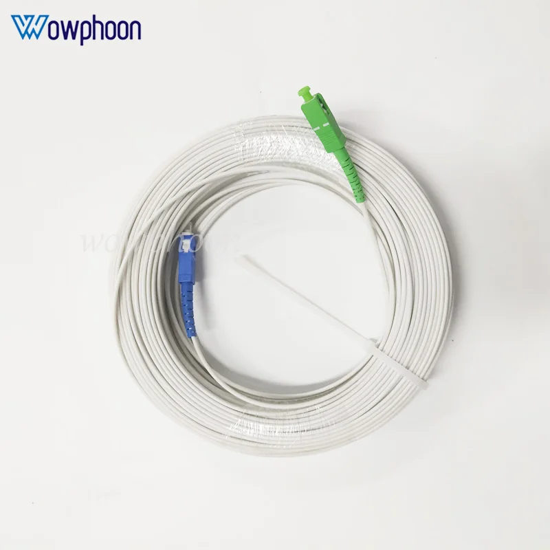 FTTH Drop Cable, Fiber Optic Cable, 2 Steel Wire, 1 Core, Indoor, 200m, White, G657A, FTTH Drop Cable, SC/UPC-SC/APC customized