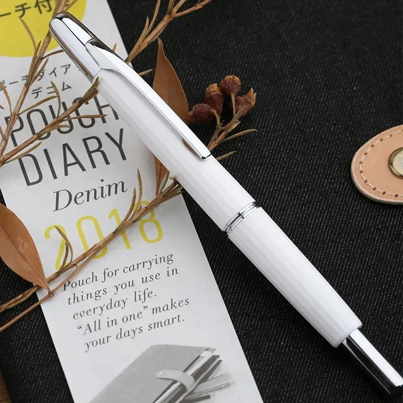 

New MAJOHN A2 Press Resin Fountain Pen Silver Clip Retractable EF Nib Converter Ink Pen Office School Writing Gift Lighter Than