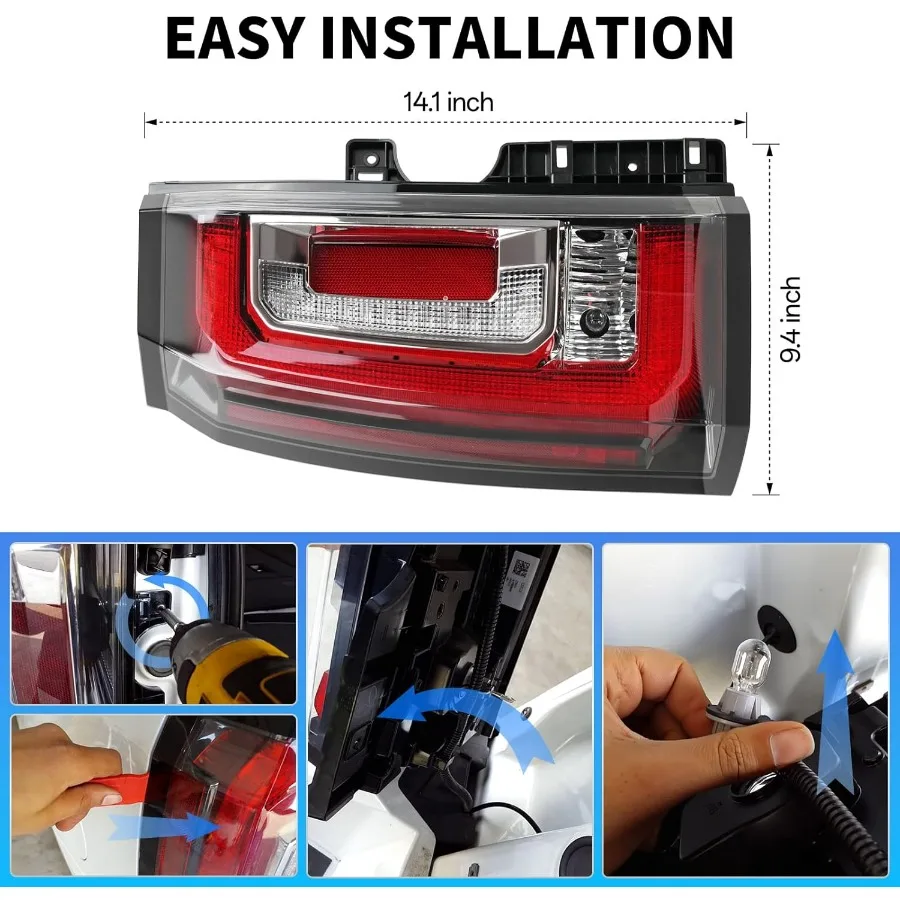 مجموعة مصابيح خلفية LED لموديلات GMC Yukon و Yukon XL SLE SLT 20152020 مصباح مكبح خلفي مع مصابيح متكاملة وأسلاك H