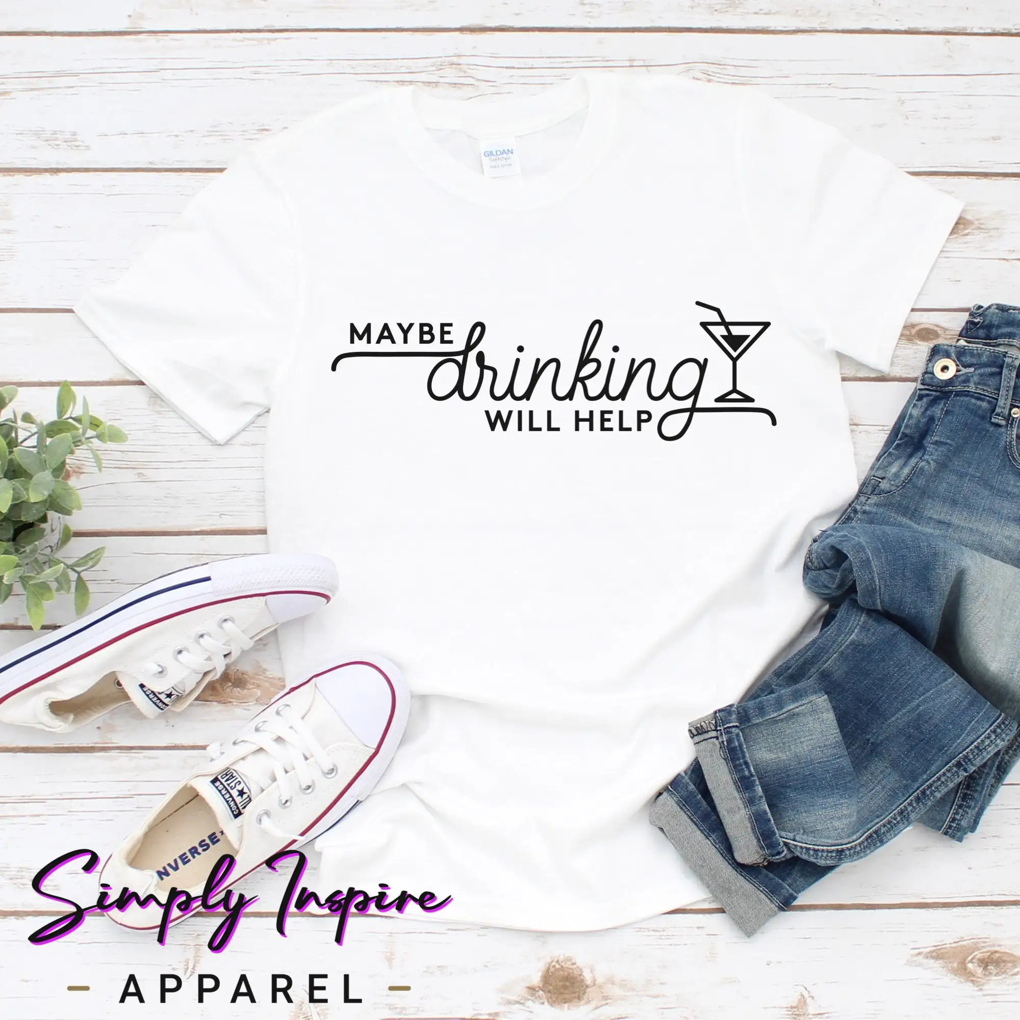 Maybe Drinking Will Help T-Shirt\ Cocktail Drinking Shirt\ Fiesta Shirt\ Introvert Tee\ Funny Drinking Shirt\ Unisex Party Tee