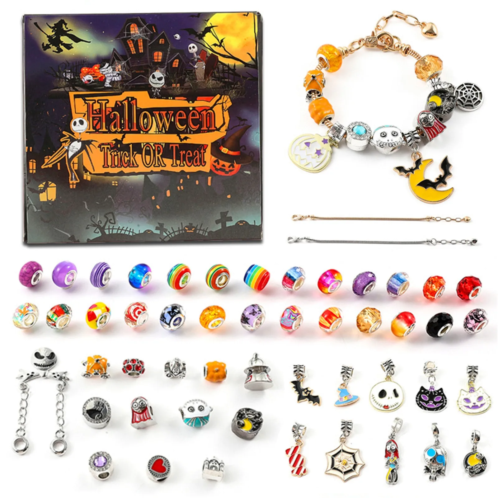 1pc Halloween Advent Calendar 2022 Girls, Diy Bracelet Making Kit For For Kids Adult,  Halloween Countdown Calendar Jewelry Gift 