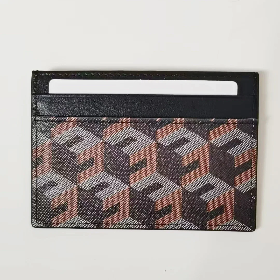 حامل بطاقات من الجلد الطبيعي بنمط ثلاثي الأبعاد، متعدد الوظائف، صغير الحجم للرجال والنساء، محفظة للعملات المعدنية