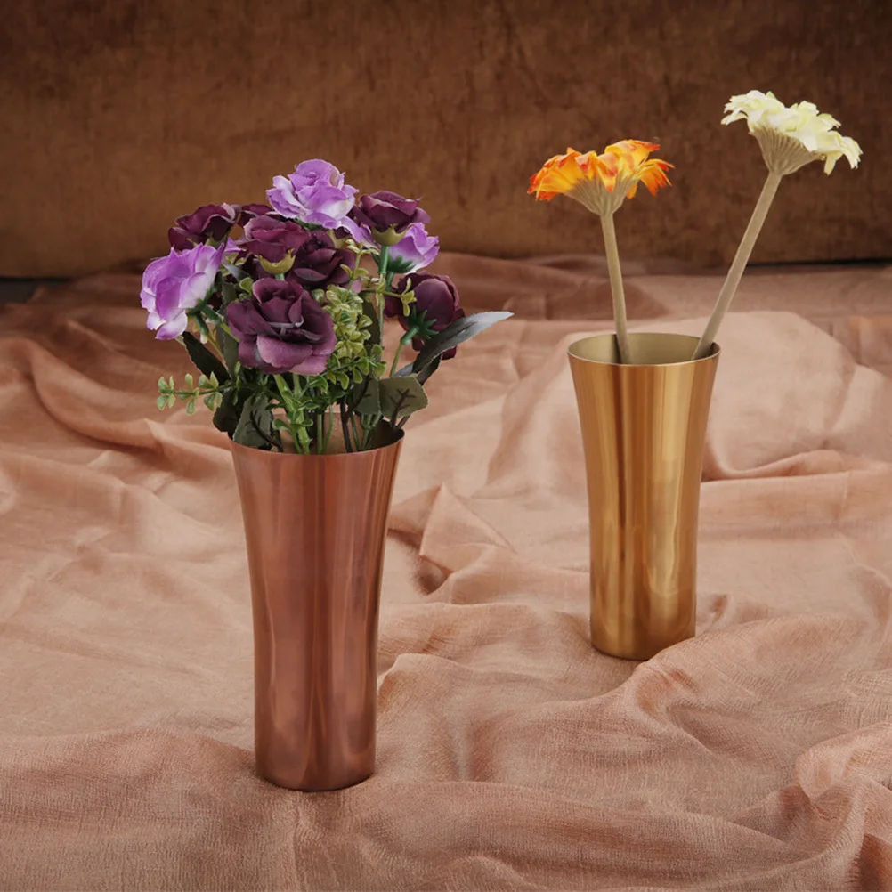 

Golden Flower Arrangement Vase Round Stainless Steel Spring Metal Vases Centerpiece Decorative Accessories