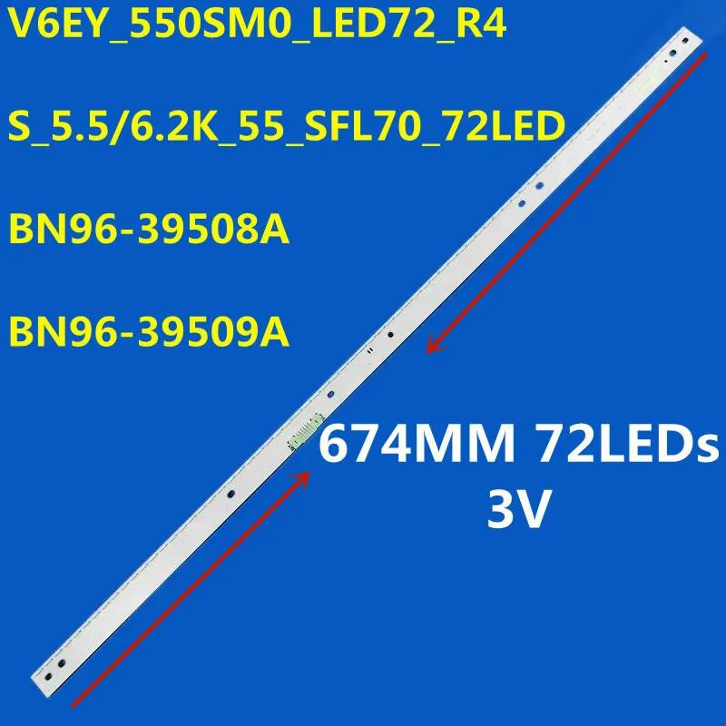 Bande LED pour UE55K5500, UE55Kcape 2, UE55Kcape 5, UE55K5510, UE55K5515, UE55K5670, UE55K5572, UE55K5579, UE55K5580, AOT SEC_55, FHD1X72, 2, 2, 2 pièces