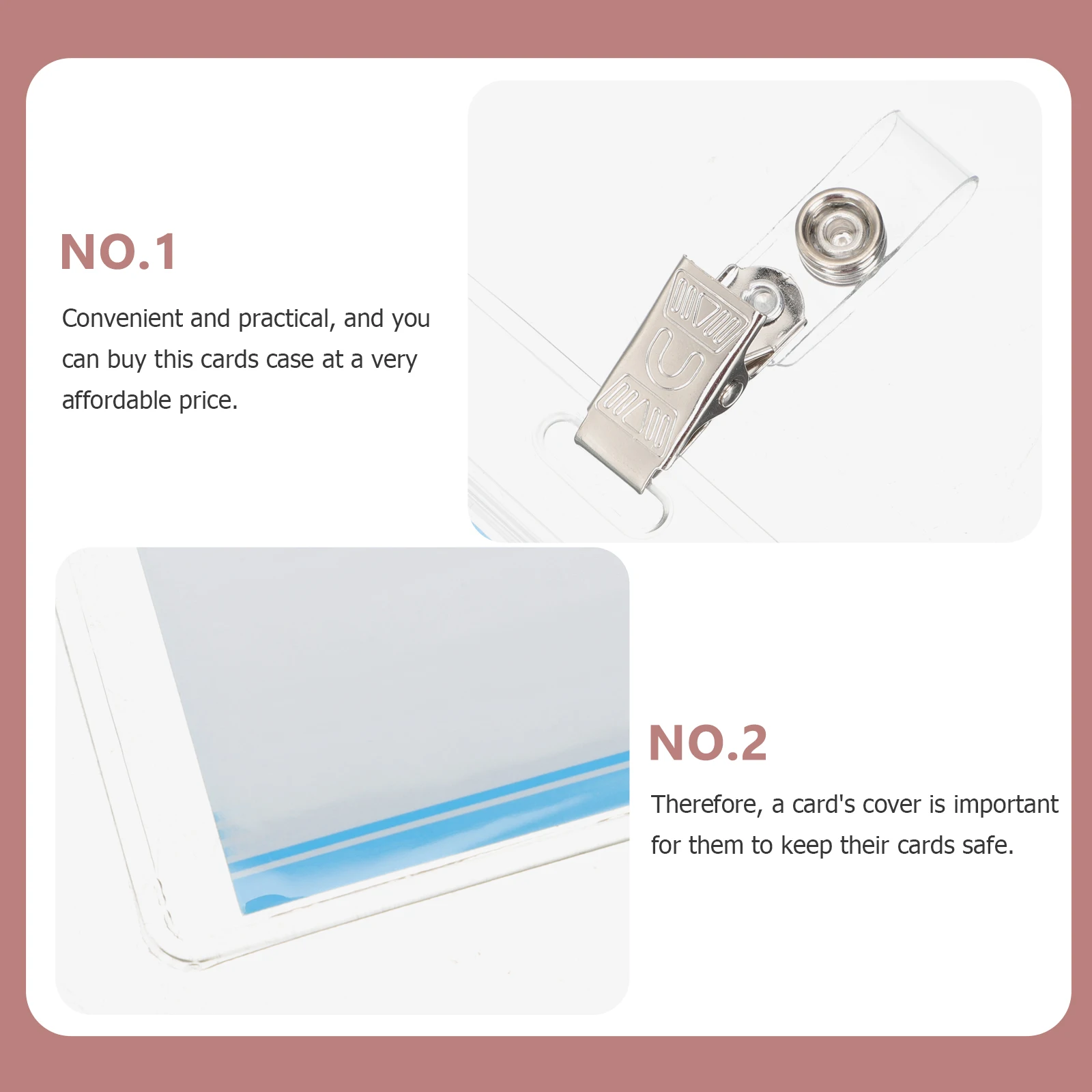 5 set Transparent PVC Badge Holders Clear Card Sleeves Students ID Covers Work Accessories Waterproof Soft Clip Lanyard Holder