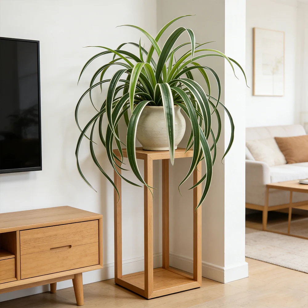 60 cm, 18 Blätter, künstliche Orchideenpflanzen, künstliches Stielgras, Kunststoff-Chlorophytum-Blatt, künstliche Spinnenpflanzen für Heim- und Ladendekoration