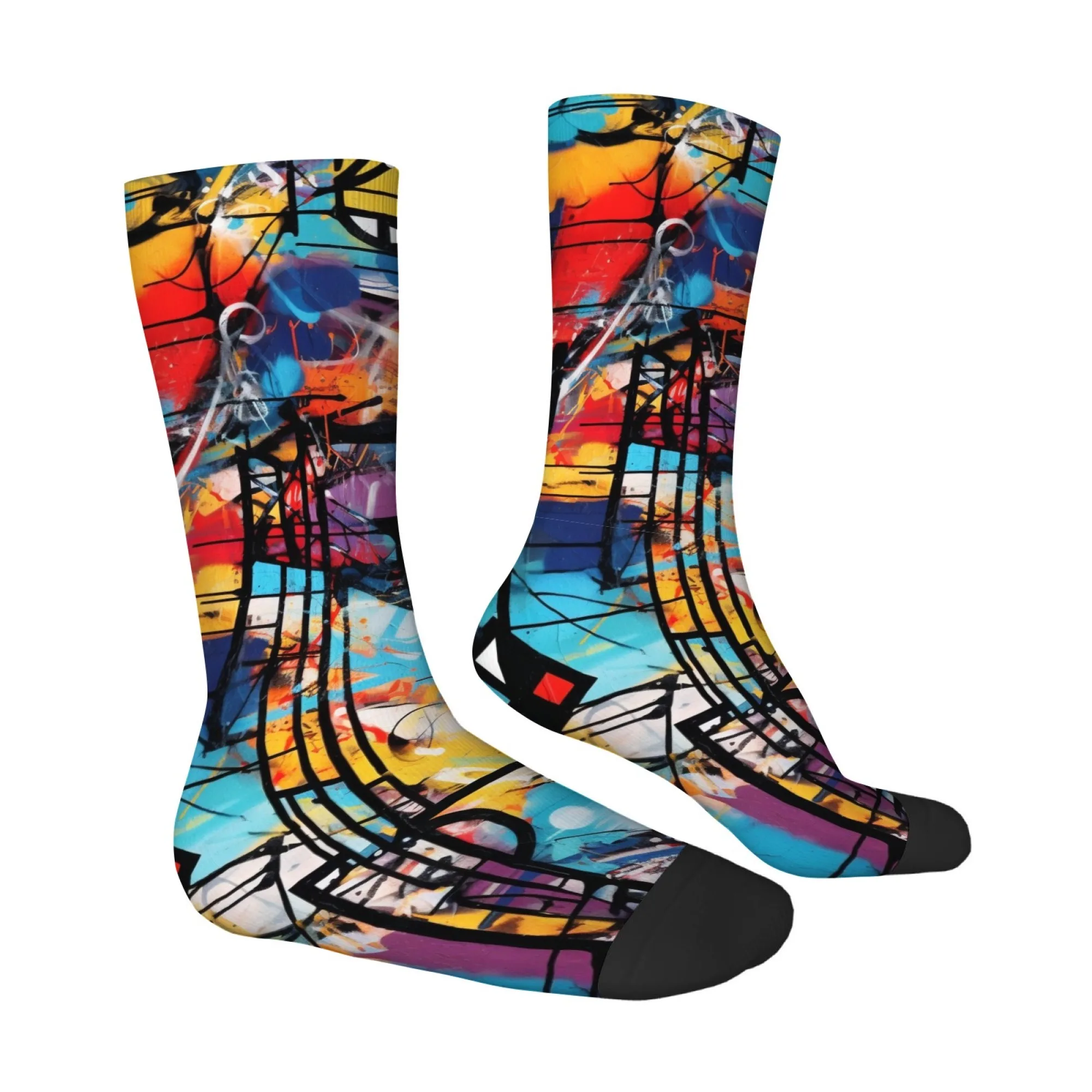 Street-style Abstract Graffiti Men's Socks Non-slip Breathable Durable Socks Rebellious Funny Novelty and Joyful Socks Gifts