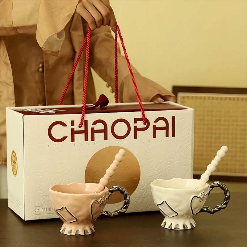 

Wedding Gift Ceramic Mug with Spoon High Value Breakfast Cup for Newlyweds Engagement Present