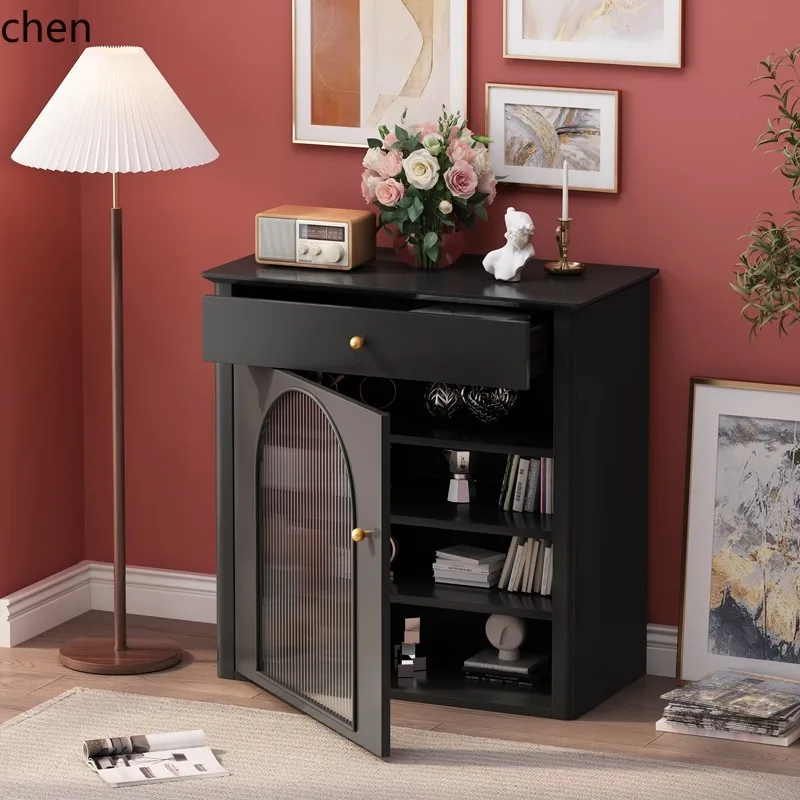 HXL Nordic solid wood retro locker living room multi-functional storage bookcase foyer glass dining side cabinet