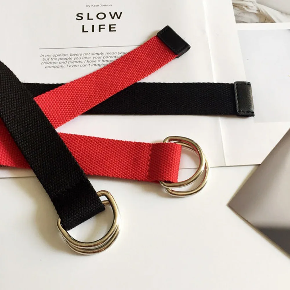Canvas Riem Duurzaam Eenvoudig Te Gebruiken Dubbele Ronde Gesp Mannen Riem Mode Casual Riem Jeans