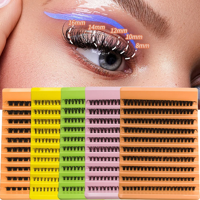 200Pcs Cluster EyeLashes Extensions 10 Row DIY Eyelashes Kit Premade Volume 20d/30d/40d/50d Fake Eyelashes Makeup Faux Cils