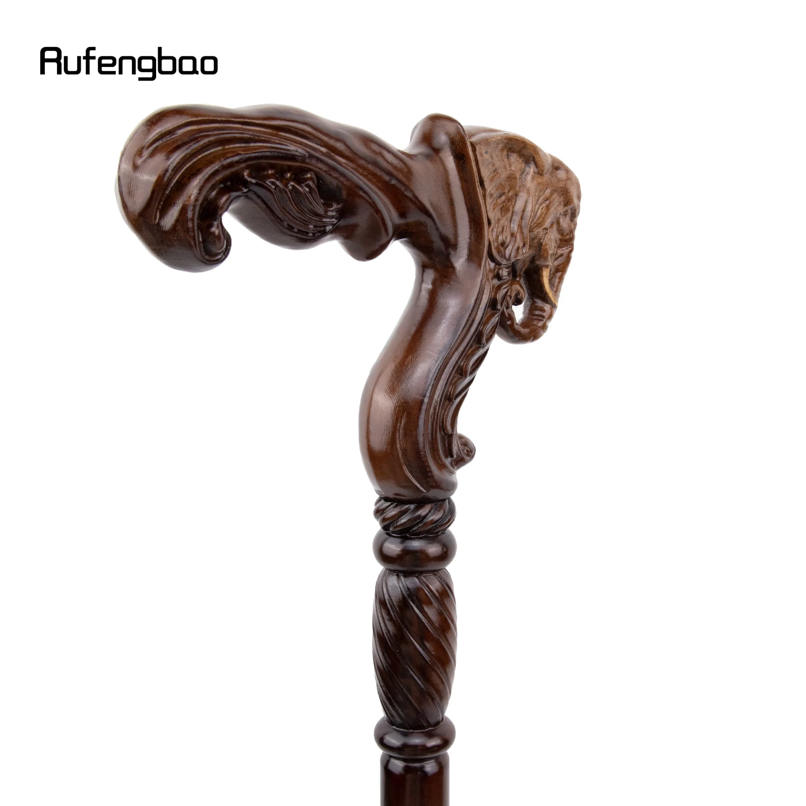 Elephant Brown Wooden Fashion Walking Stick Decorative Vampire Cospaly Party Wood Walking Cane Halloween Mace Wand Crosier 93cm