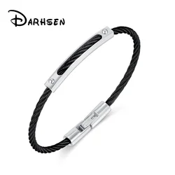 DARHSEN Thin Women Statement Bangles Bracelet Fashion Jewelry Girlfriend Gift Stainless Steel Black Silver Color New Arrival