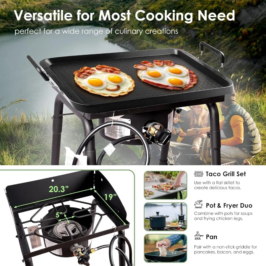 Red Mountain Valley Fornello a gas da campeggio portatile da esterno con un bruciatore con gambe rimovibili Borsa portatile e fornello da campeggio per parabrezza