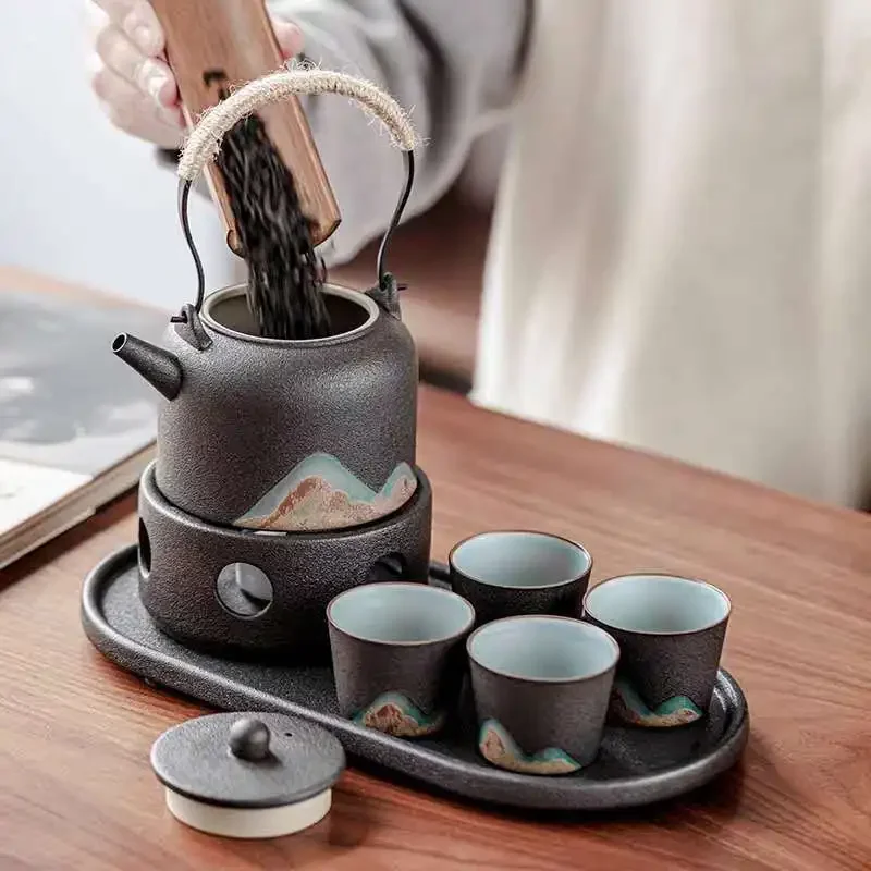 Japanese Style Warm Tea Stove Teapot Tea Set Candle Tea-Boiling Stove Scented Tea Warm Tea Small Tea Maker Tea Infuser  Tea Sets