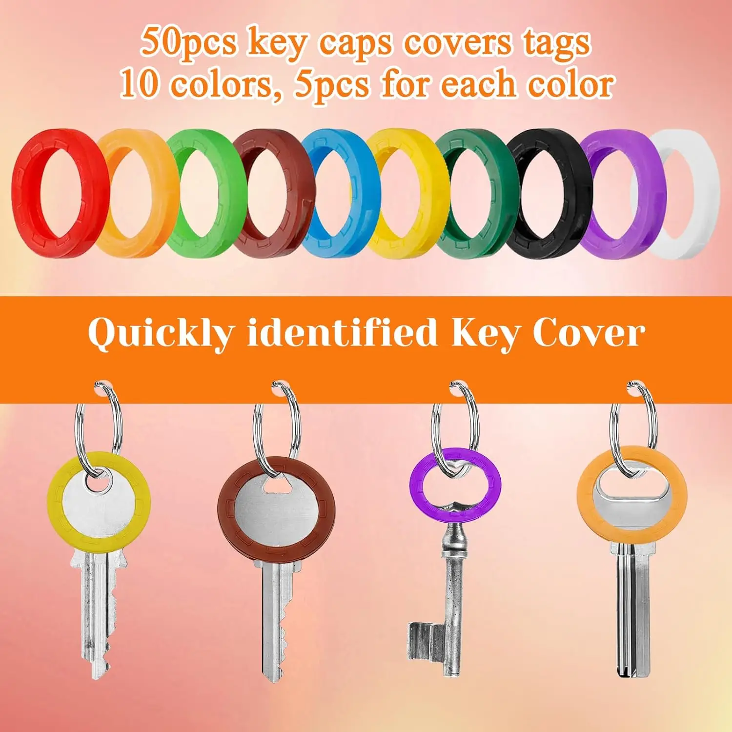 Cubiertas de goma huecas para llaves, cubiertas elásticas para identificadores de llaves, marcadores protectores de silicona suave, Accesorios para llaveros, 10-50 Uds.