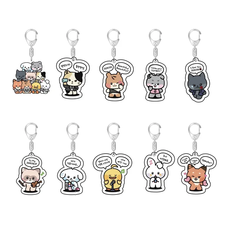 Keychain ZERONI Cartoon Cute Acrylic Pendant 5.5CM Bag Accessories Key Ring ZEROBASEONE ZhangHao KimGyuVin Fans Gift Arcane