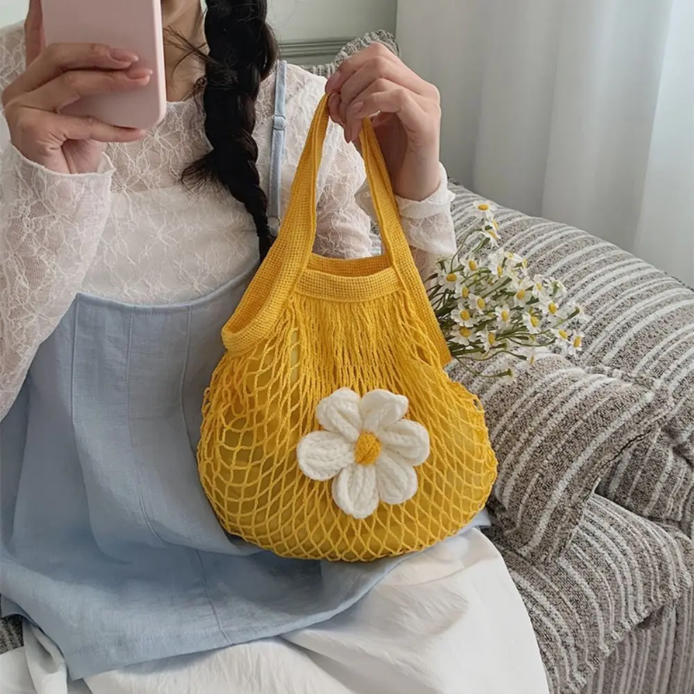 

Летняя плетеная сумка для отдыха, большая вместительная модная сумка с ажурным плетением, простая сумка-тоут из нейлоновой сетки для девушек