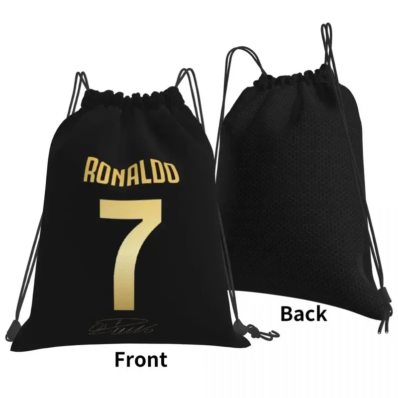 CR7 Cristiano Ronaldo mochila informal portátil con cordón, paquete de cordón, bolsillo para zapatos, bolsas para libros para estudiantes de viaje