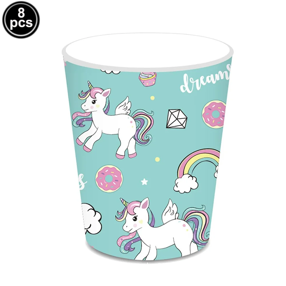 Vajilla desechable con temática de unicornio para Baby Shower, suministros de fiesta, platos, vasos, servilletas, mantel, decoración de fiesta de
