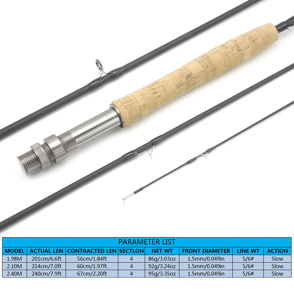 Fishing Rod Carbon Hand Rod 4 Sections Telescopic Hand Rod 6.5/ 6.9/ 7.9ft Slow Speed Stream Rod, For Outdoor Fly Fishing