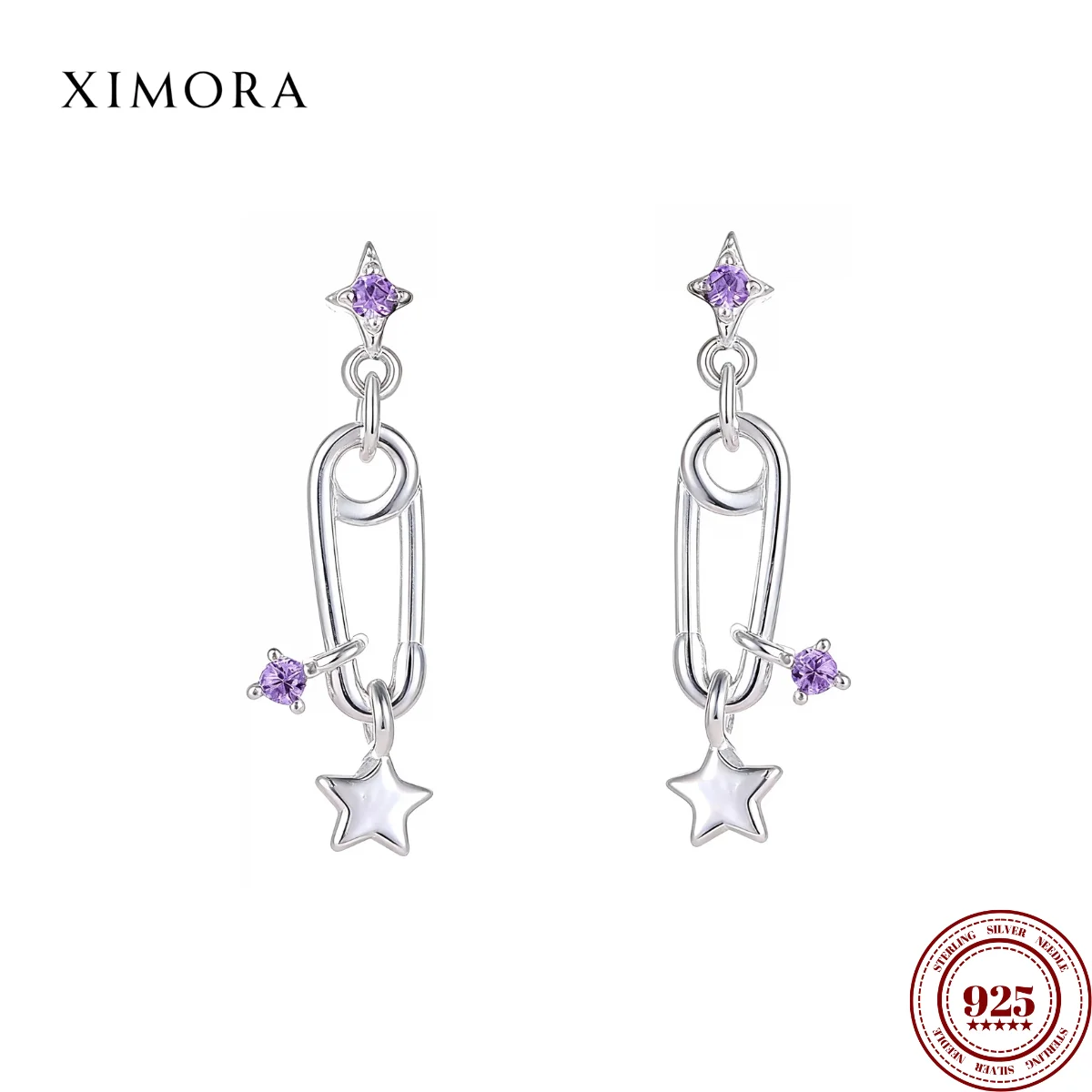 

XIMORA S925 Sterling Silver Korean Style Sweet Edgy Star Brooch Earring for Women Niche Ear Accessories boucles d'oreilles femme