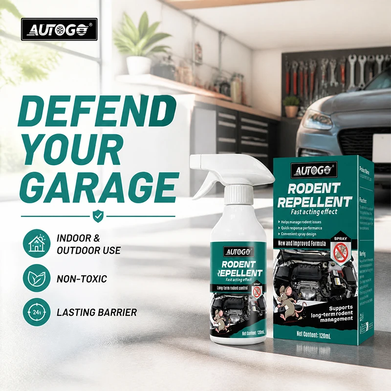 AUTOGO Rodent Repellent Spray 120ml Car Engine Rodent Deterrent Fast Acting Long-Term Rodent Control Protects Wires Engine Parts