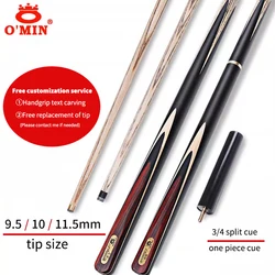 OMIN-Professional Snooker Stick With Original Exdenter Ash Shaft 3/4 Split One Piece Cue Tip Size9.5mm 10mm 11mm 145cm 18-18.5oz