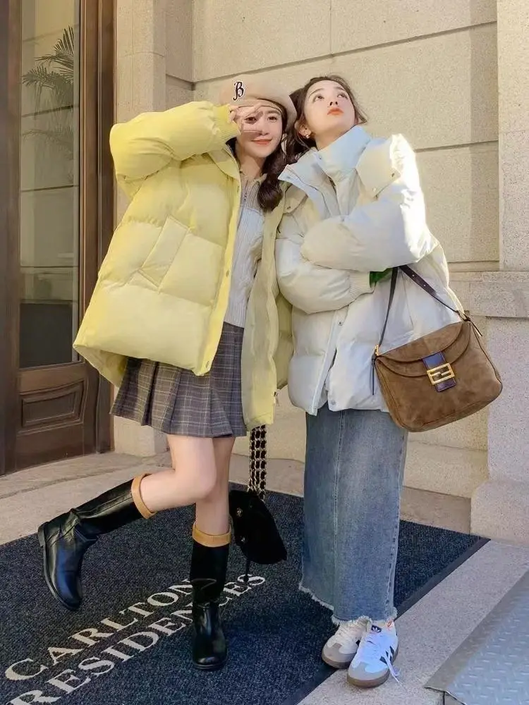 Hooded Parkas Yellow Bread Jacket with Cotton Jacket Women Winter 2024 New Item Thick