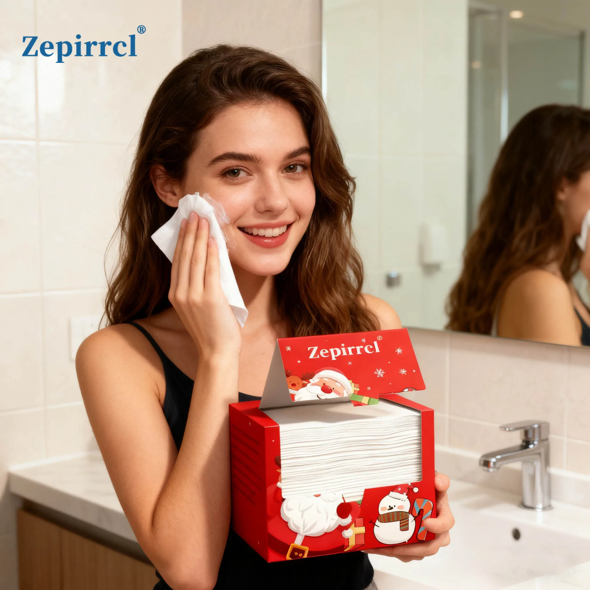 40/80 stuks wegwerp gezichtsreinigingsdoekjes, grote reinigingsdoekjes, kerstcadeaudoosstijl, zacht en huidvriendelijk, multifunctioneel voor huidverzorging, make-up verwijderen, schoonmaken, kerstcadeau, feestgunst 26 * 30 cm 40 stuks / doos