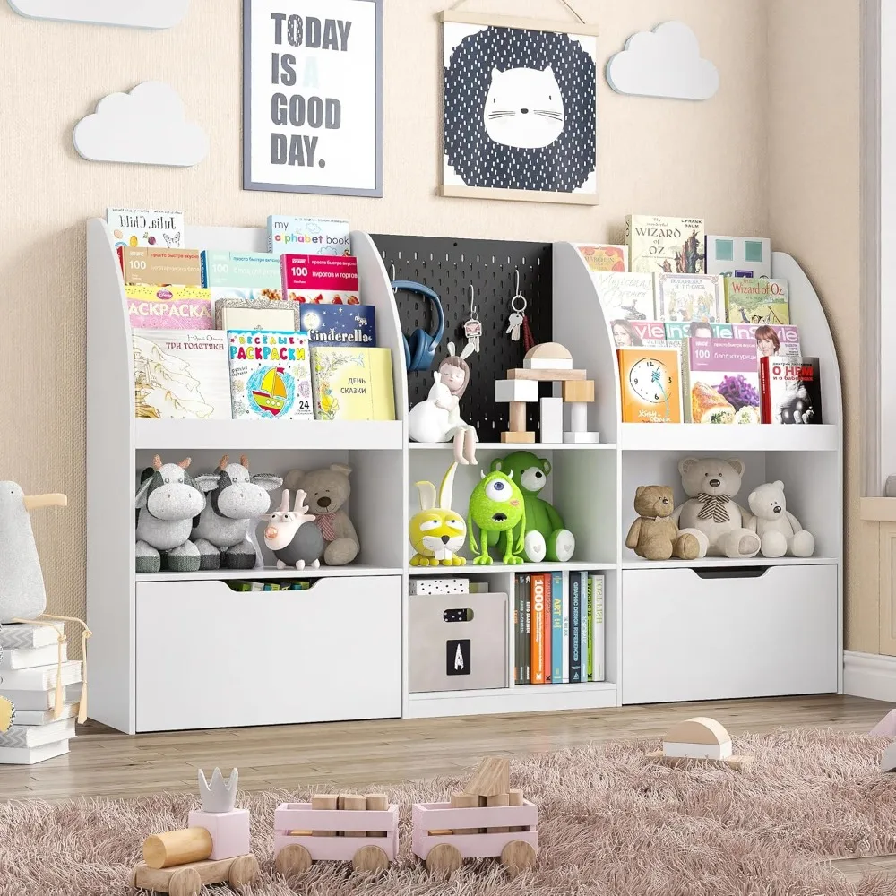 

Toy Storage Organizer, Kids Book Shelf and Toy Organizer, 67" Toy Organizers and Storage with Movable Drawers, Playroom Organiza
