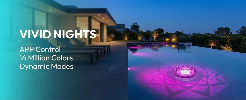 Outdoor LED Solar Pool Lights RGB Spectrum 16 Million Colors Dynamic Modes Solar-charged Waterproof Design Waterproof 3 Timer 9 Lighting Floating Lamp For Garden Pool Party Decoration