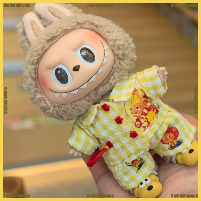 

Cute Labubu Clothes Cartoon Twinkle Casual Pajama with Dog Slippers Set Mini Plush Doll Clothing Fashion Doll Accessories