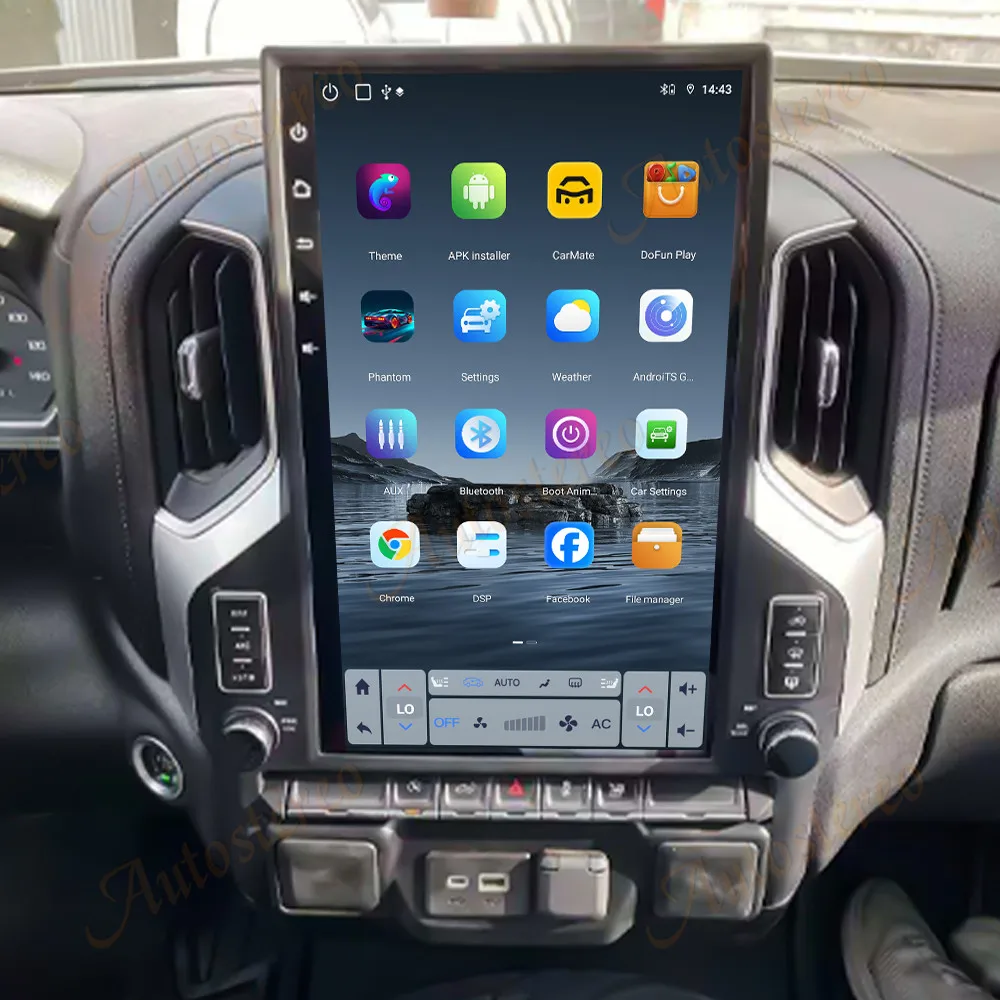 17 inch Android 14 For Chevrolet Silverado 2019-2021 Car Radio Carplay Vertical Screen Automotive 2 Din Multimedia Auto GPS