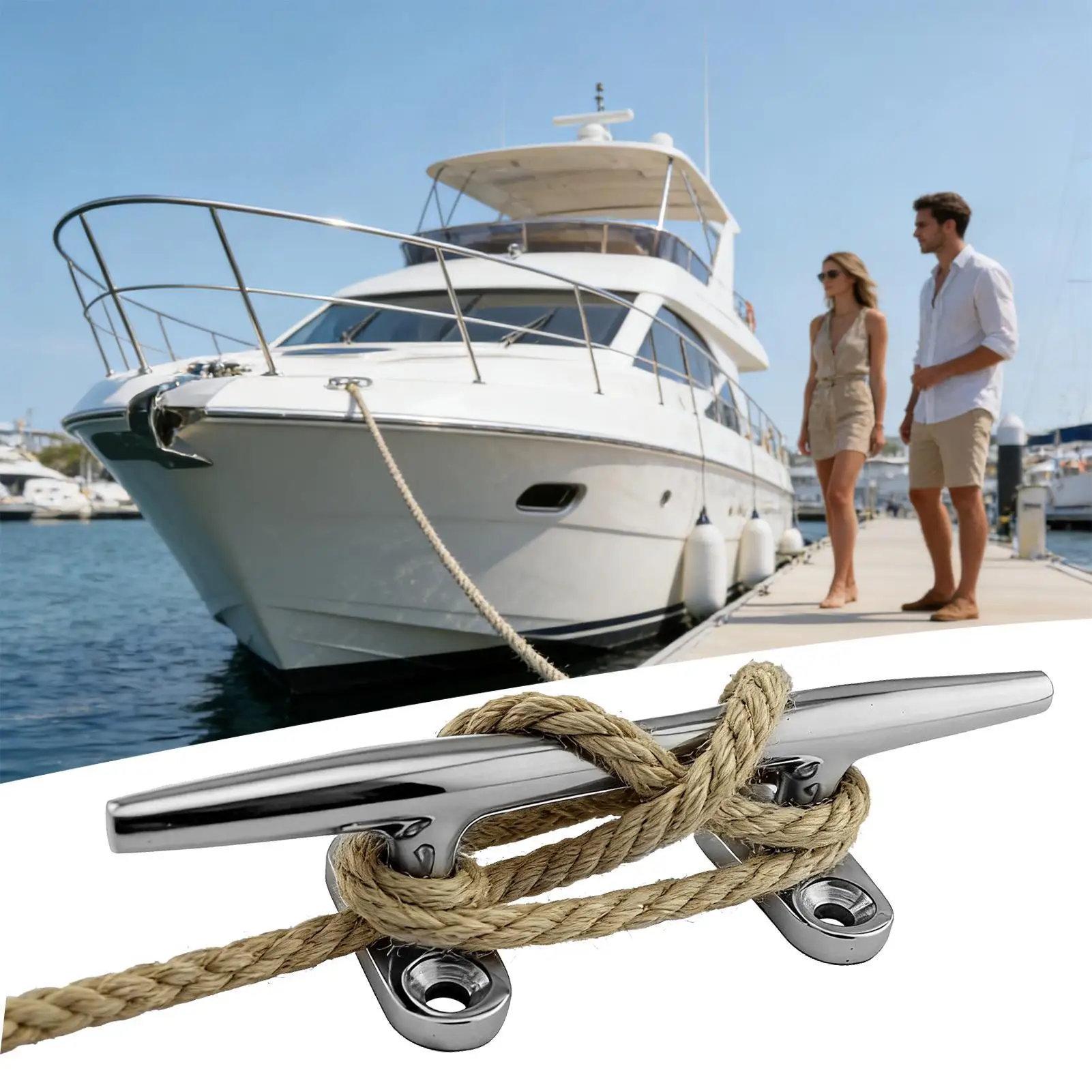Boat Cleats Stainless Steel Marine Grade Open Base Hardware For Mooring Tie Down Rope Cleat For Kayak Canoe Small Yacht Dock