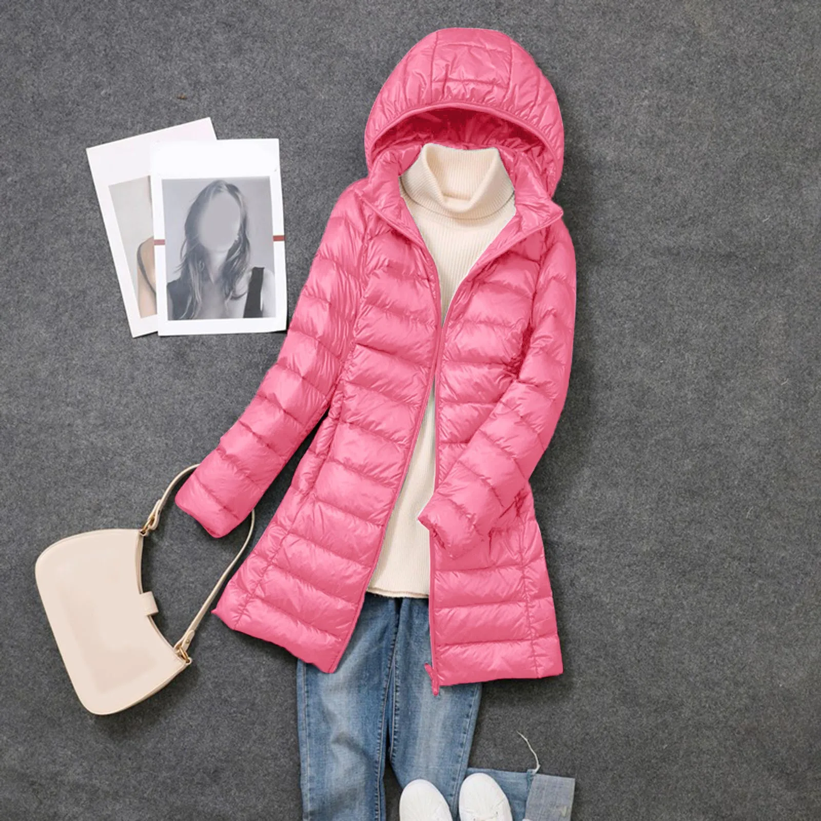 Oversize Women's Long Puffer Jacket New Arrivals Winter Ultralight Hood Detachable Warm Comfortable White Duck Down Coat 2024