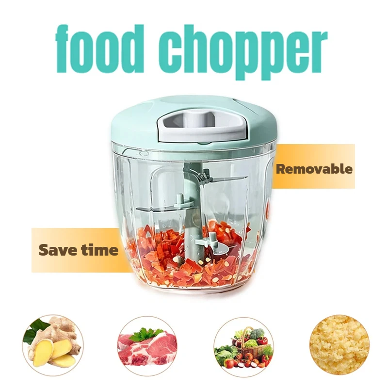 Picadora de carne Manual adecuada para girar y picar ajo, jengibre, cebolla, carne, alimentos, herramienta de procesamiento de alimentos de 500/900ml