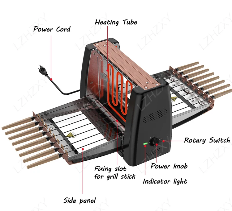 Grill domowe automatyczne obrotowe szpikulce bezdymne Grill elektryczny obrotowe 220V/1200W Grill