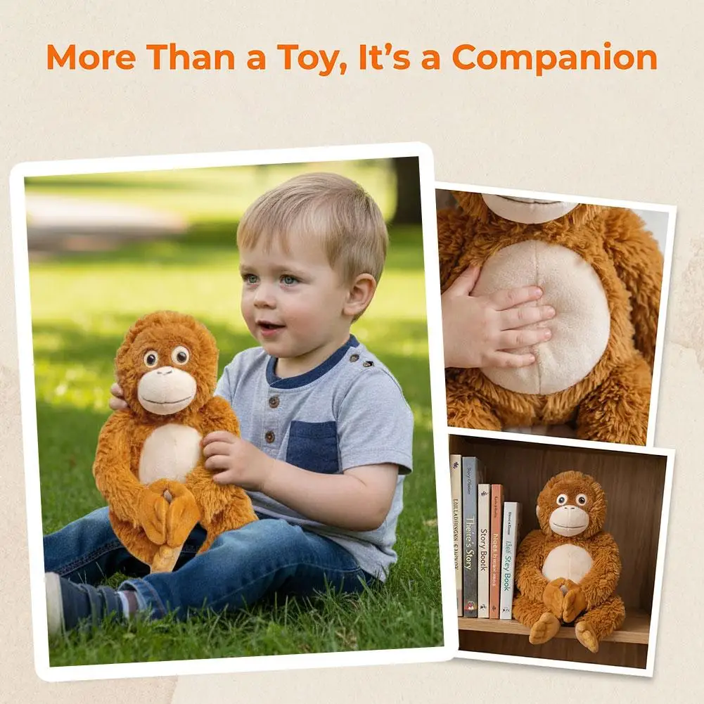 Gorilla Plush Toy Chimpanzee Stuffed Animal Soft Punch Monkey Doll for Kids Room Decor Orangutan Plushie Birthday Gift