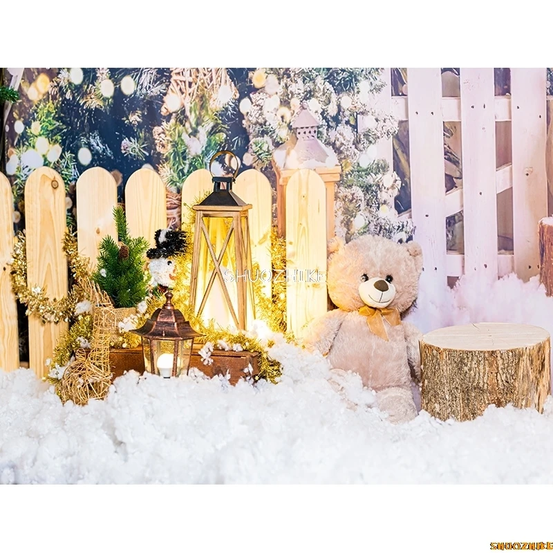 Winter Christmas Eve Festival Decoration Living Room Photography Backdrops New Year Holiday Fireplace Party Background JS-12
