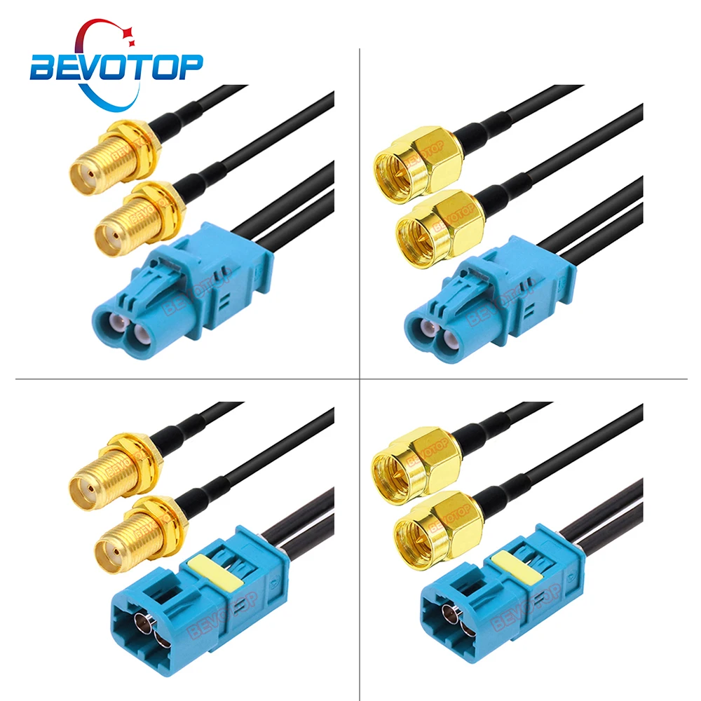 

1PCS RSBG Version Dual Core 2-in-1 Mini Fakra Code Z to 2 x SMA Male/Female connector RG174 Cable 50 Ohm Wire Harness