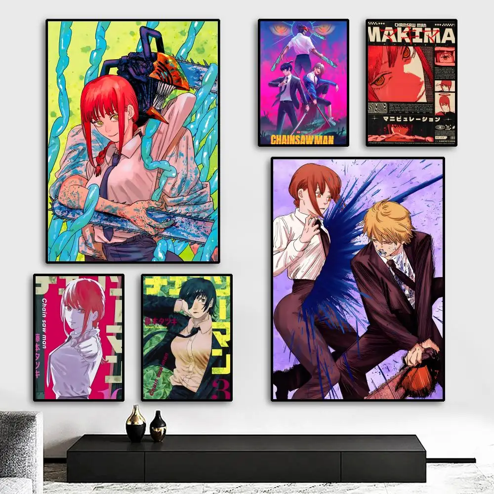 Póster de lienzo HD con pintura de Makima Chainsaw Man, decoración estética para sala de estar, dormitorio, bar