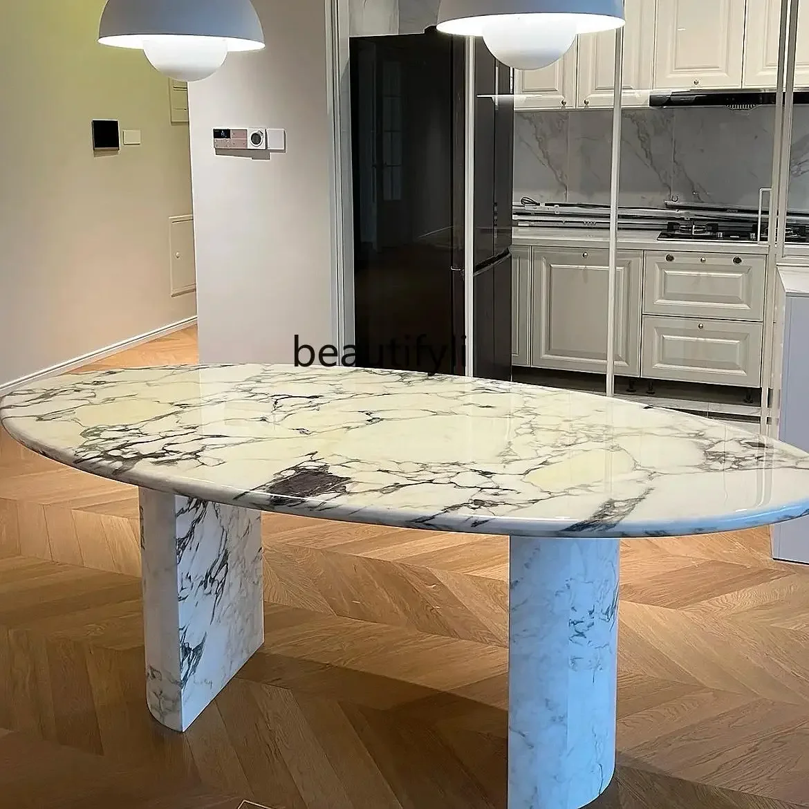 

Dhh обеденный стол из французского мрамора, скандинавский роскошный дизайнерский ретро простой овальный обеденный стол для виллы