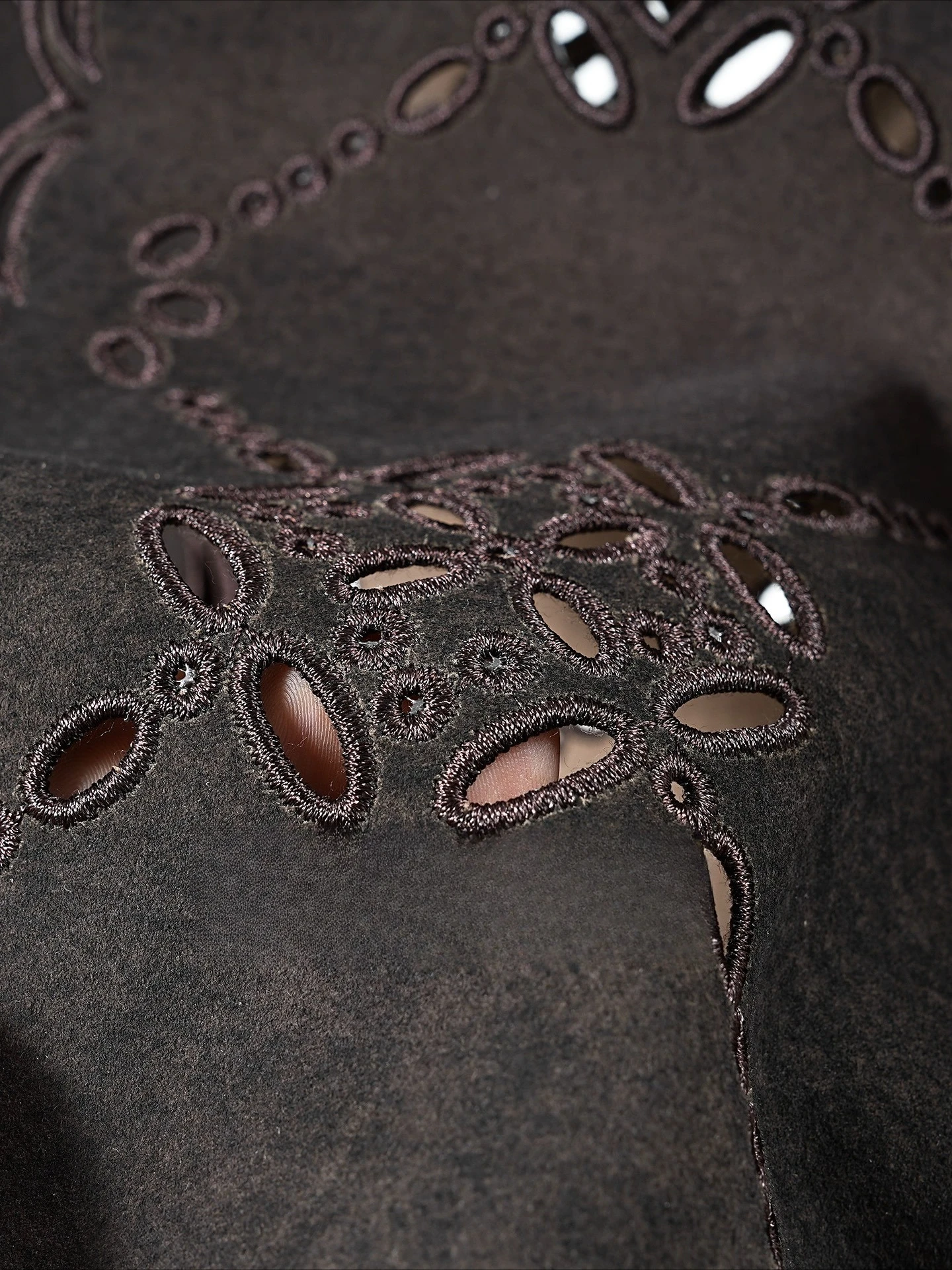 Veste en cuir suédé véritable pour femme, manteau ajouré en forme de fleur, Vintage, à la mode, col rond, 2025