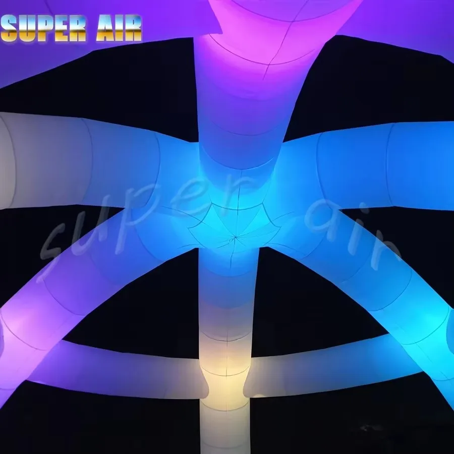 Barraca de aranha inflável com iluminação LED colorida com seis pernas e logotipo de personalização para aluguel