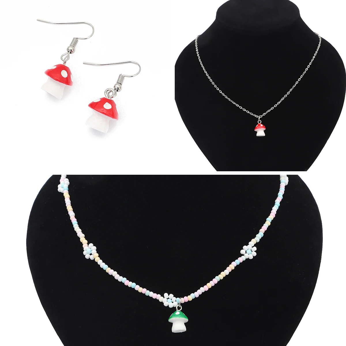 About 6-10Pcs Cute Mushroom Charms Beads Resin Pendant for Necklace Bracelet Earring Keychain DIY Jewelry Craft Making Accessori