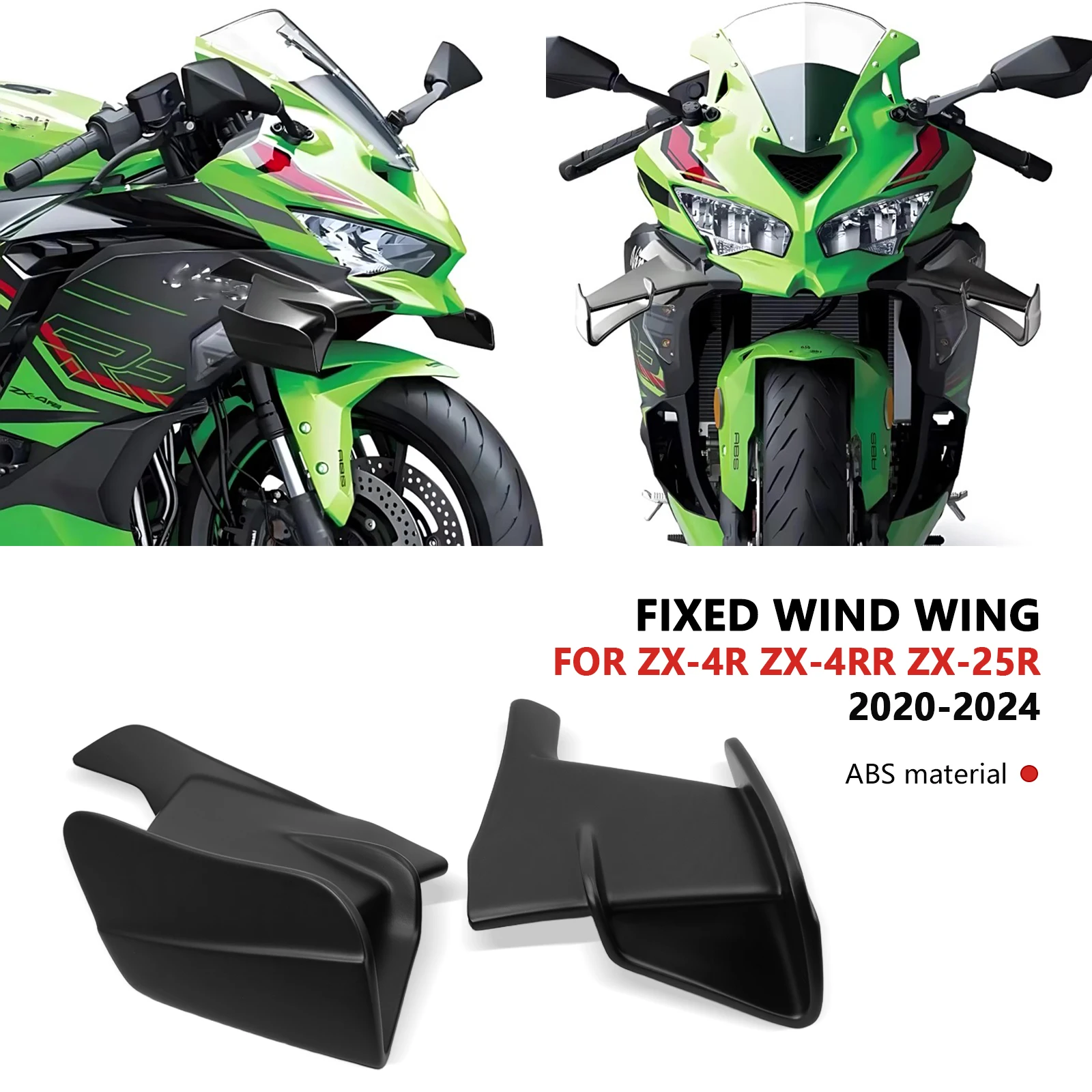 

Для ZX-4R ZX-4RR ZX-25R 2020-2024 мотоциклетное боковое крыло с фиксированным крылом, передний спойлер, передний аэродинамический комплект обтекателя крыльев