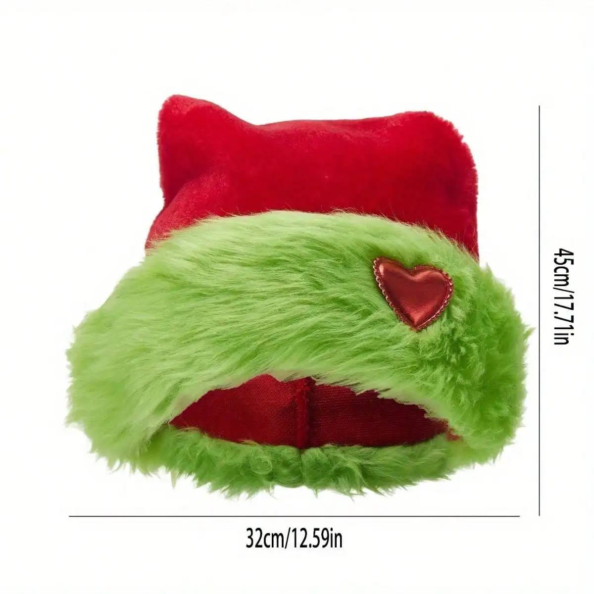 Family Santa Hat - Red And Green Plush Christmas Hat With Heart-Shaped Cutout Design, Lightweight And Elastic, Suitable For Adults, Perfect For Christmas Party Costumes